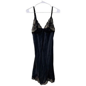 MISS NAORY of Italy Black Silk Blend Beaded Lingerie Slip US Size Small
